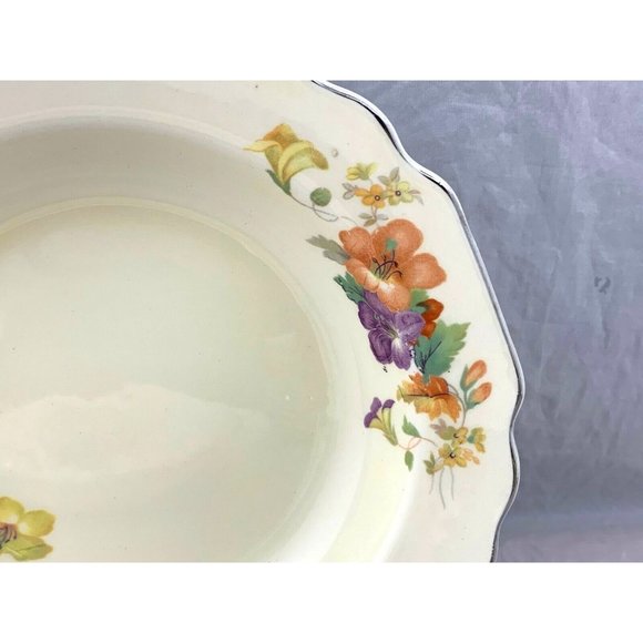 Vintage W.S. George Lido Canarytone - Pair of Rimmed Soup Bowls - 8" - Floral - Picture 4 of 8